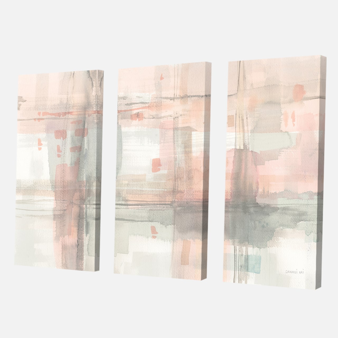 Designart - Intersect II Grey - Pink Modern Premium Canvas Wall Art